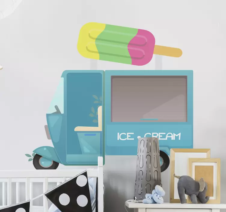 Ice cream truck  illustration sticker - TenStickers