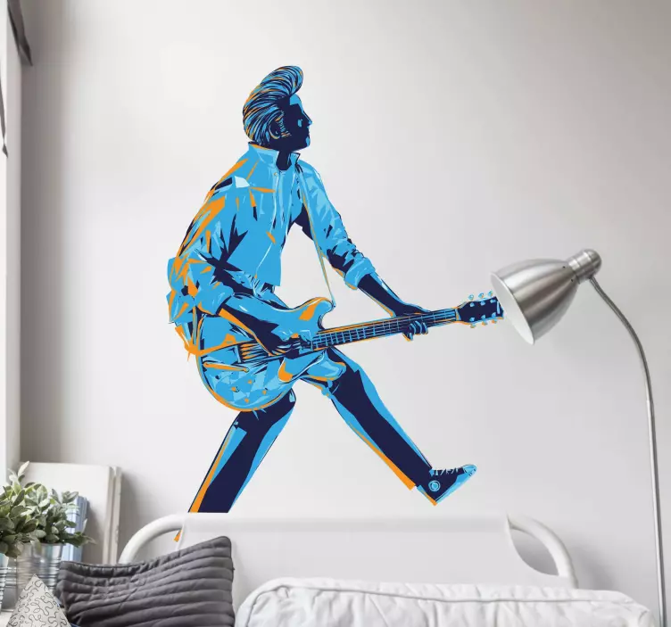 illustration rockstar guitarist rock decal - TenStickers