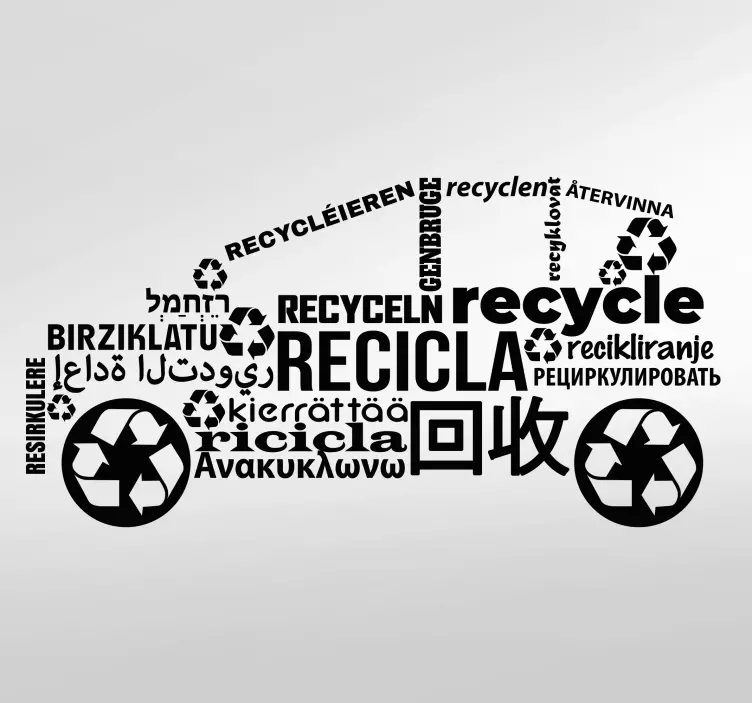 Illustrative recycle car vinyl sign - TenStickers