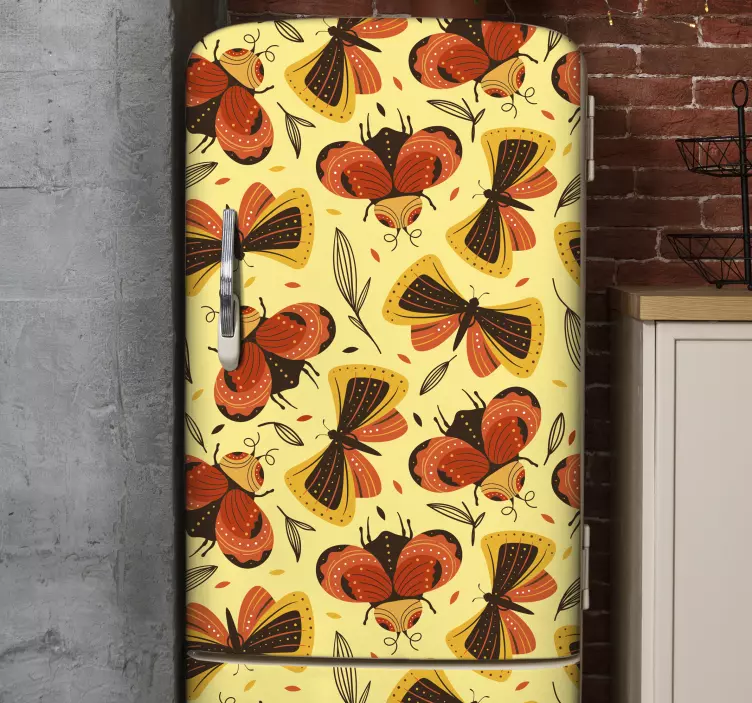 Image of butterfly on flower fridge sticker - TenStickers