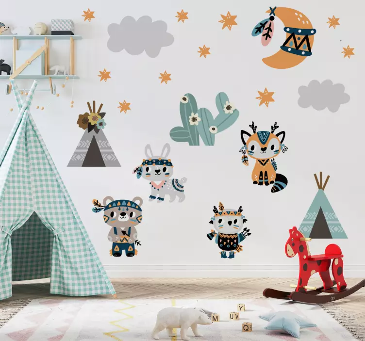 Indian style animals sticker illustration - TenStickers