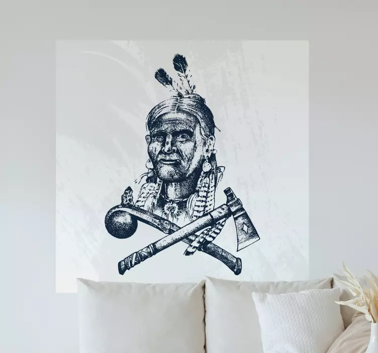 Indien with an axe and a knife stickers - TenStickers