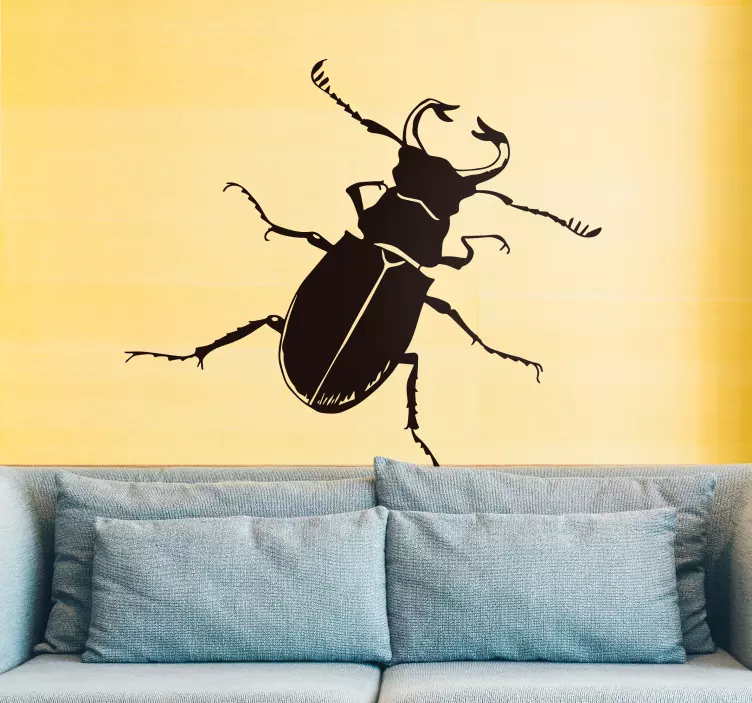 Intricate Beetle Silhouette bug sticker - TenStickers