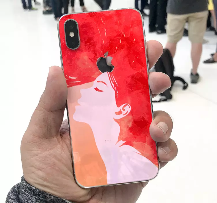 Iphone sticker red woman silhouette - TenStickers