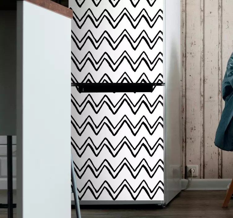 Black and white zig zag design fridge sticker - TenStickers