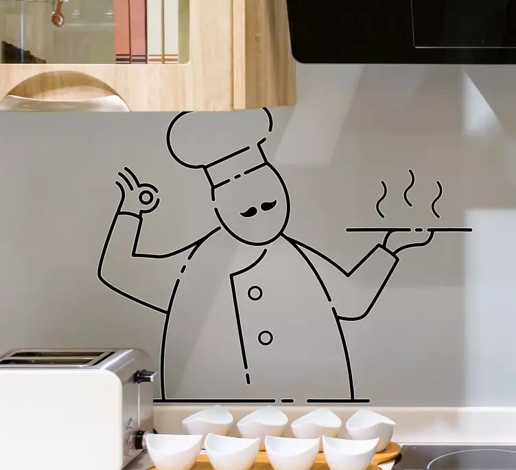 Italian chef design wall decal for restaurants - TenStickers