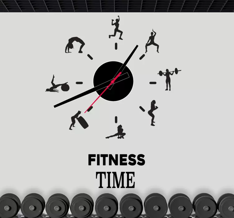 It's fitness time wall clock sticker - TenStickers