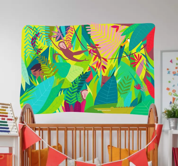 Jungle Scene Kids Decal - TenStickers