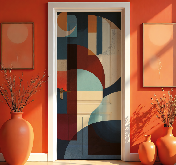 Kandinsky-inspired geometric pattern door sticker - TenStickers