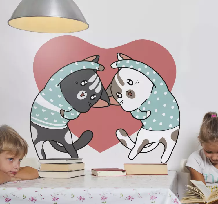 Kawaii anime kitties illustration sticker - TenStickers