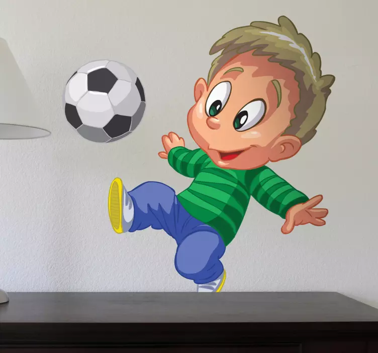 Kid Playing Football Sticker - TenStickers