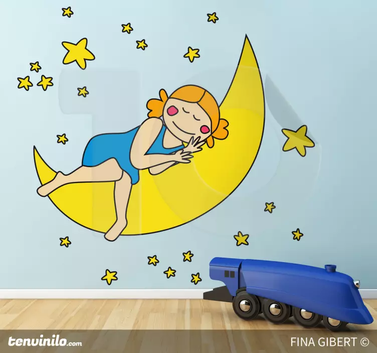 Kids Bruna On The Moon Wall Sticker - TenStickers
