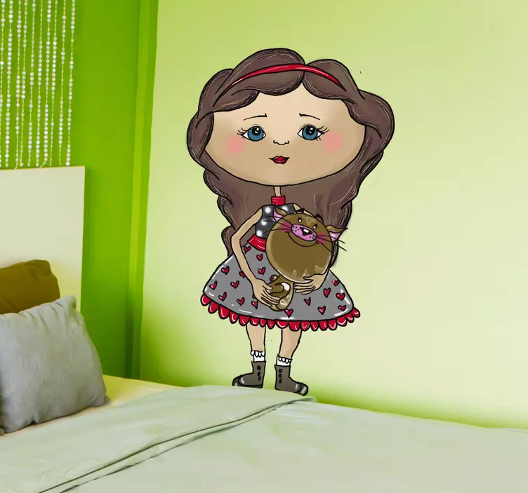 Kids Cat Girl Wall Sticker - TenStickers