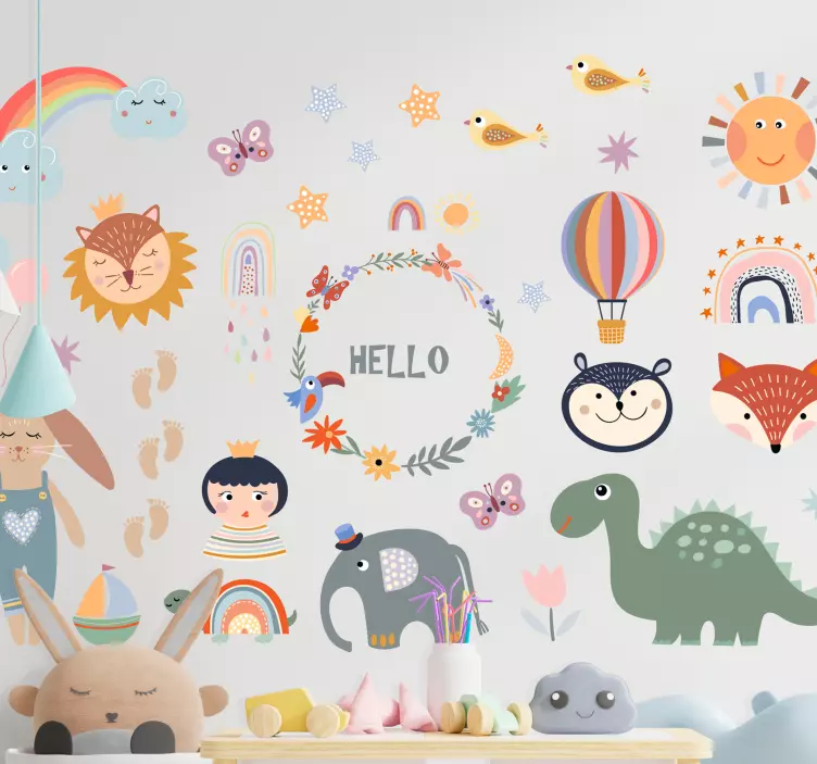 kids element floral children bedroom sticker - TenStickers