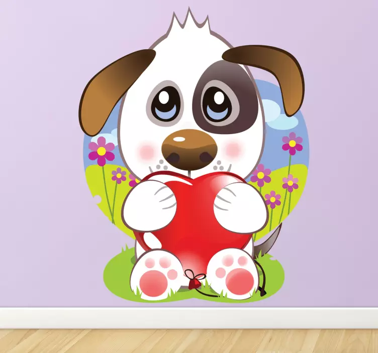 Kids Puppy Heart Love Wall Sticker - TenStickers