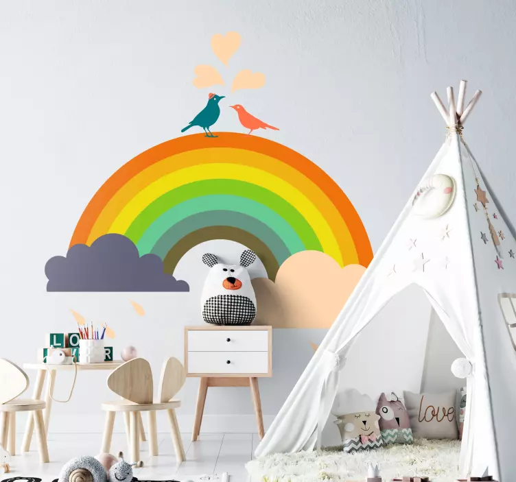 Kids Rainbow Birds Wall Sticker - TenStickers