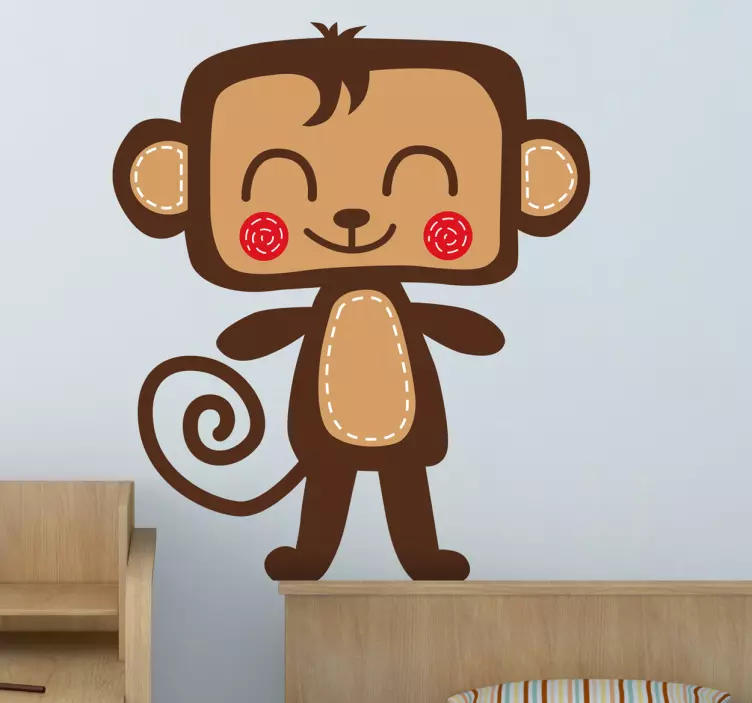 Kids Smiling Monkey Wall Sticker - TenStickers