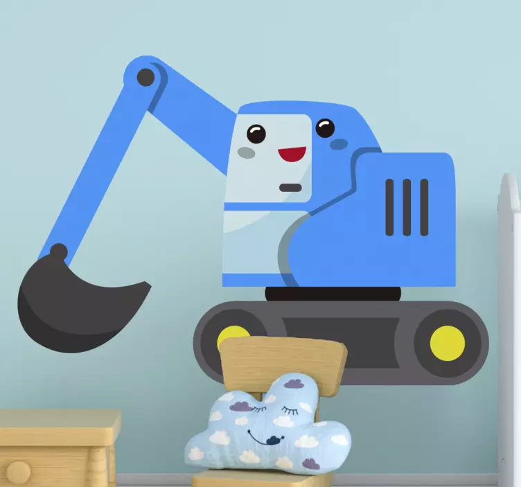 Kid's sticker cheerful excavator character - TenStickers