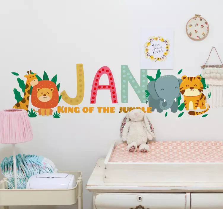 Kid's sticker jungle animals personalized - TenStickers
