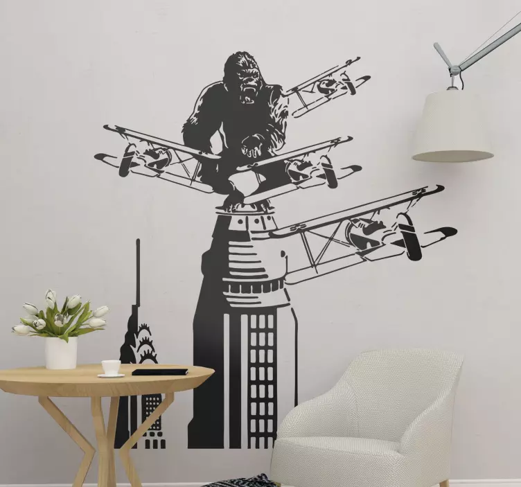 Kingkong on a tower with planes cinema decal - TenStickers