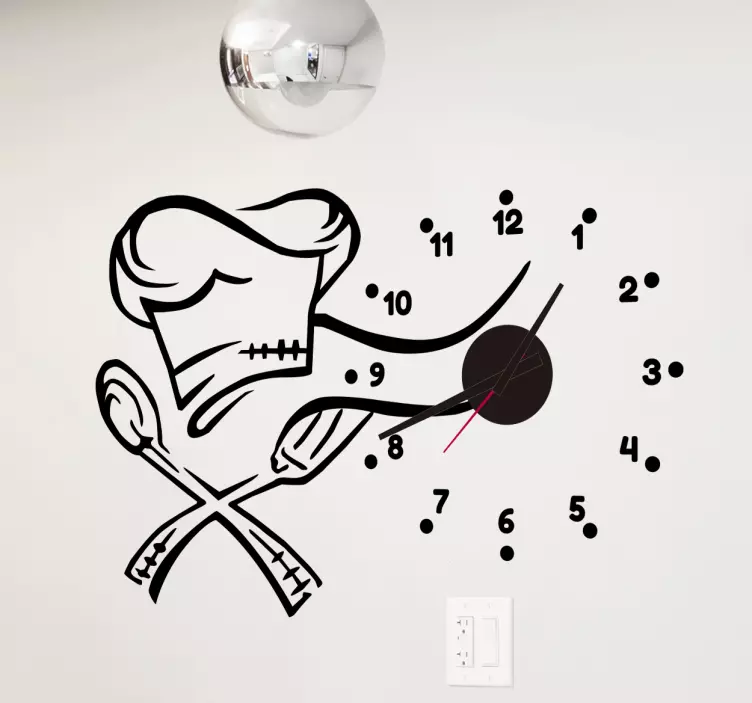 Kitchen Objects Wall Clock Sticker - TenStickers