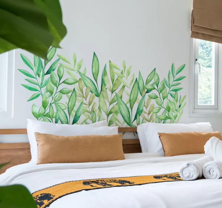 Leafy Headboard Home Wall Sticker - TenStickers