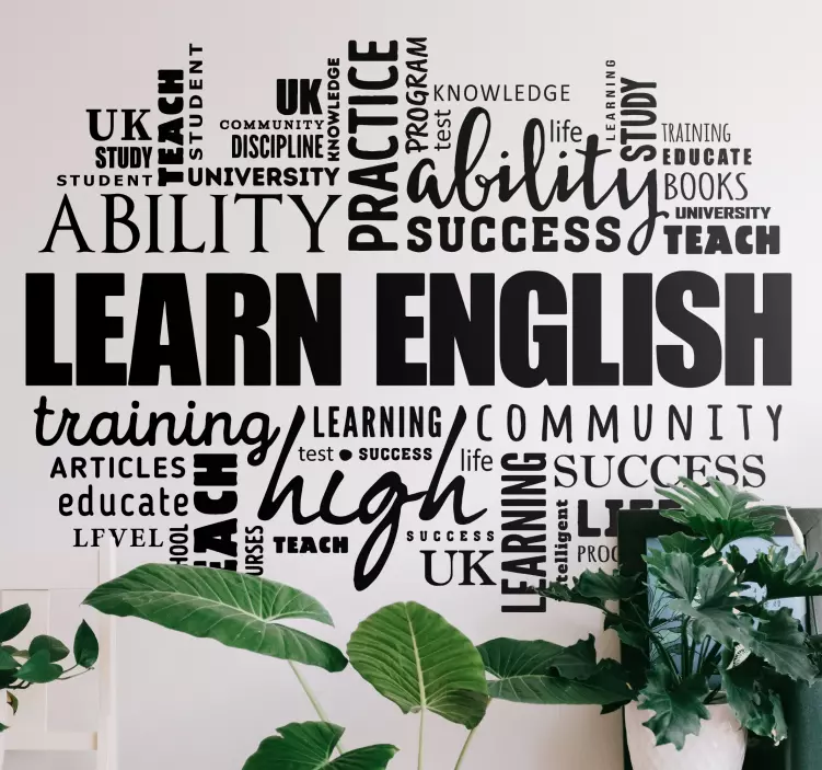 Learn English text wall sticker - TenStickers