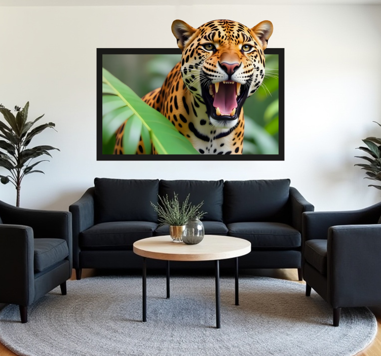 Leopard in a frame 3D wall sticker - TenStickers