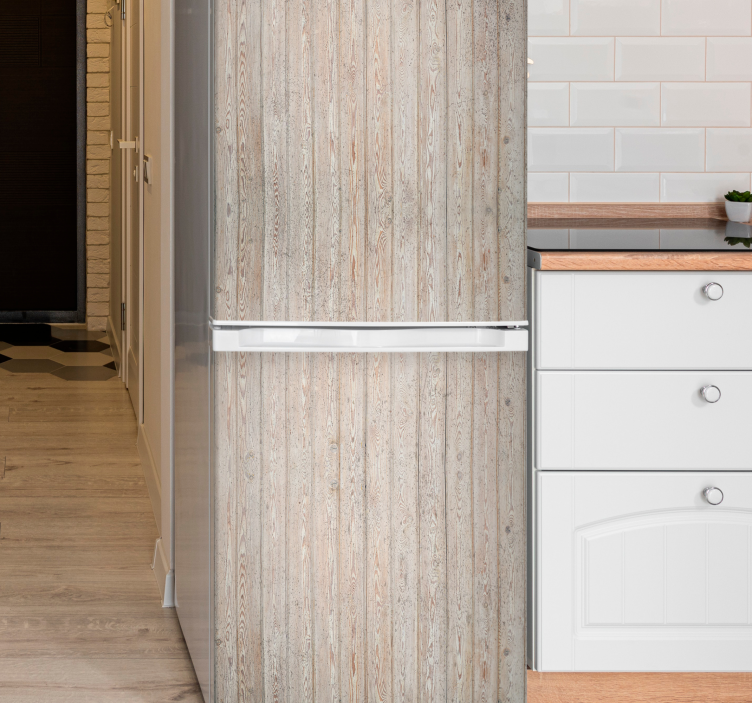 Light brown horizontal planks fridge sticker - TenStickers