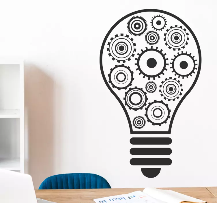 Light bulb with gears Office sticker - TenStickers