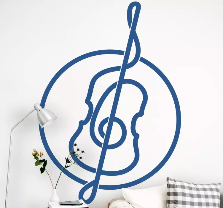 Line art cello design classical music decal - TenStickers