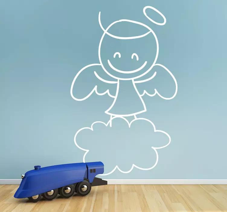Little Angel Outline Kids Sticker - TenStickers