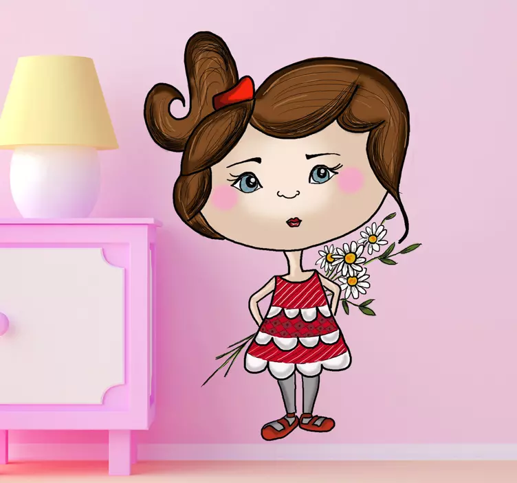 Little Girl Hiding Flowers Sticker - TenStickers