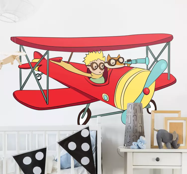little prince plane fairy tale sticker - TenStickers
