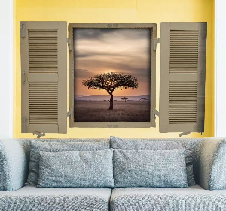 Location sticker framed tree sunset - TenStickers