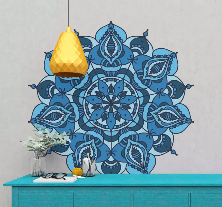 Lotus blue mandala flower wall sticker - TenStickers