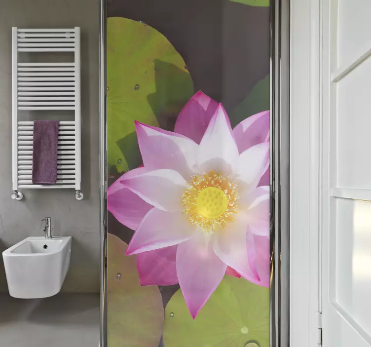 Lotus flower on water shower screen sticker - TenStickers