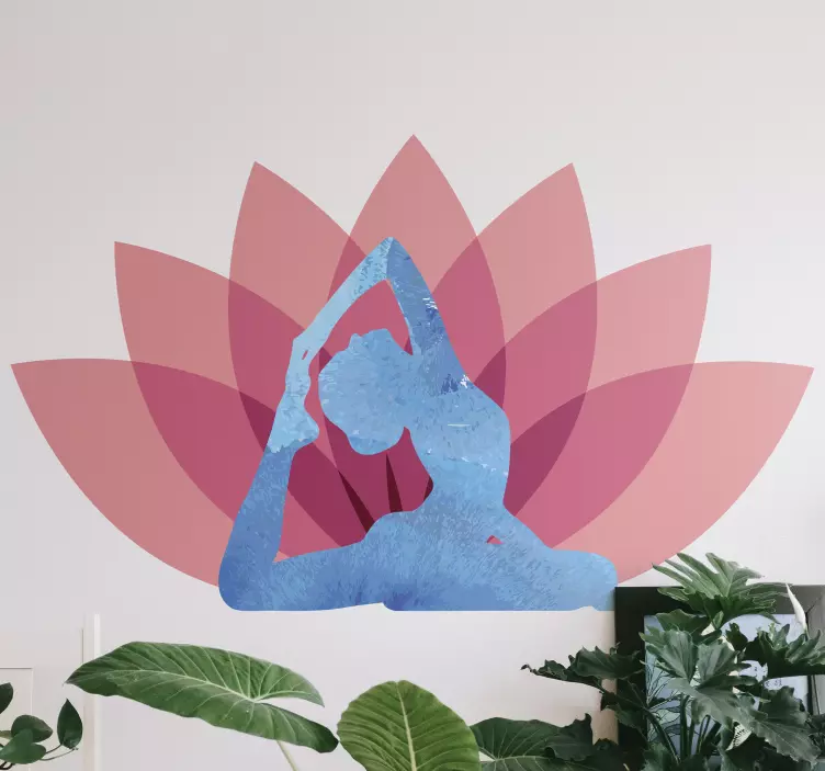 Lotus flower with yoga position flower sticker - TenStickers