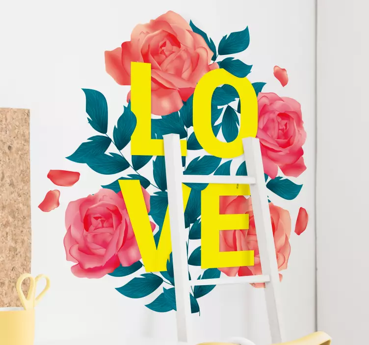 Pretty Love Floral Wall Sticker - TenStickers
