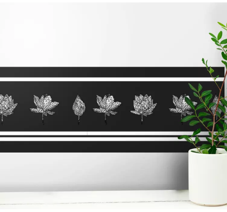 Low poly line lotus flower wall border sticker - TenStickers