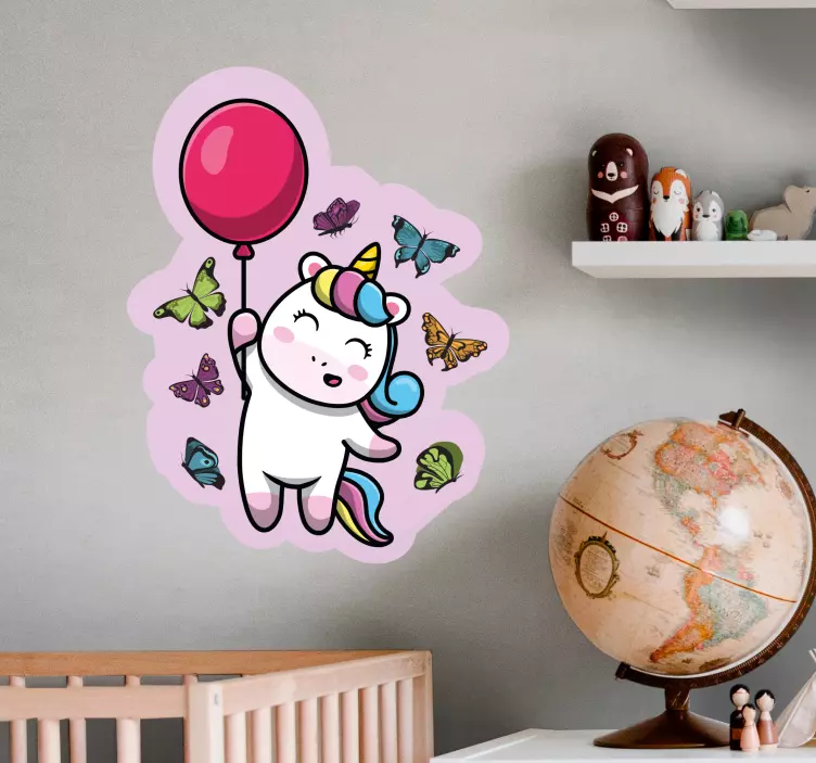 Magic unicorns with butterflies sticker - TenStickers