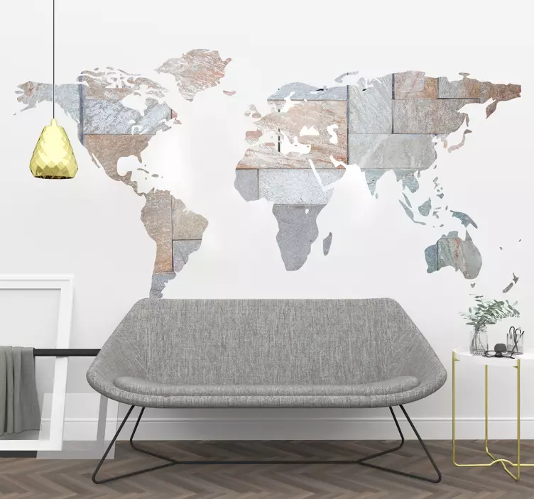 Marble effect  world map wall sticker - TenStickers