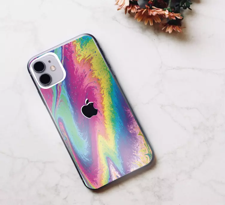 Marble rainbow iPhone vinyl sticker - TenStickers