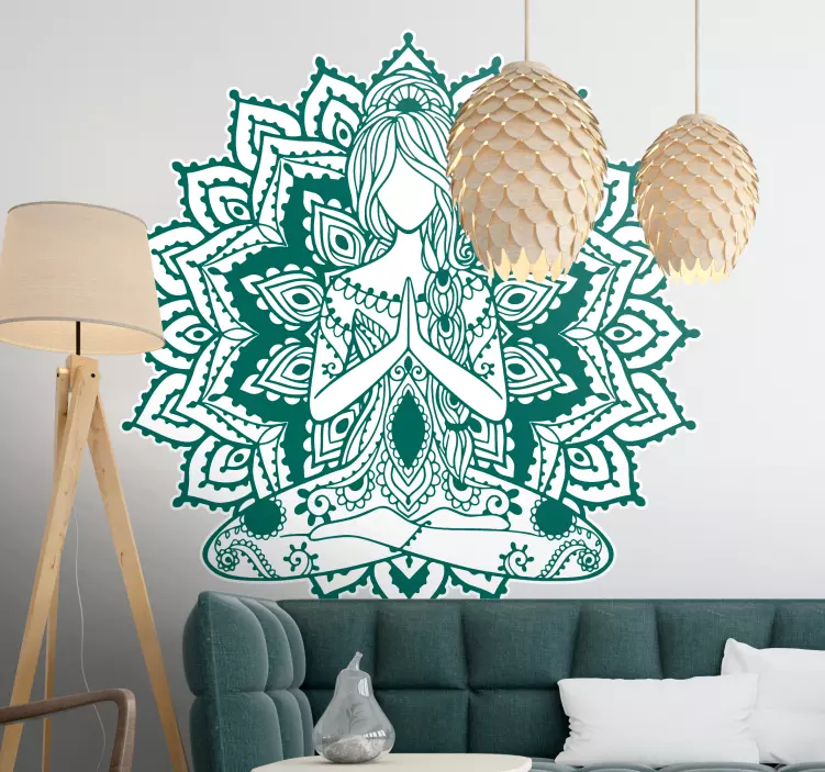Meditative Lotus Figure floral wall sticker - TenStickers