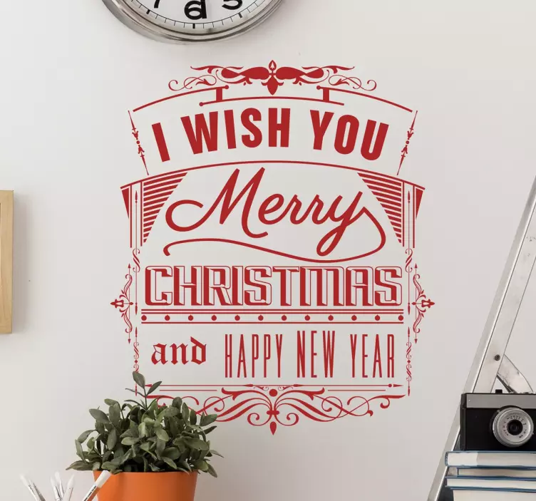 Merry Christmas retro wishes christmas sticker - TenStickers