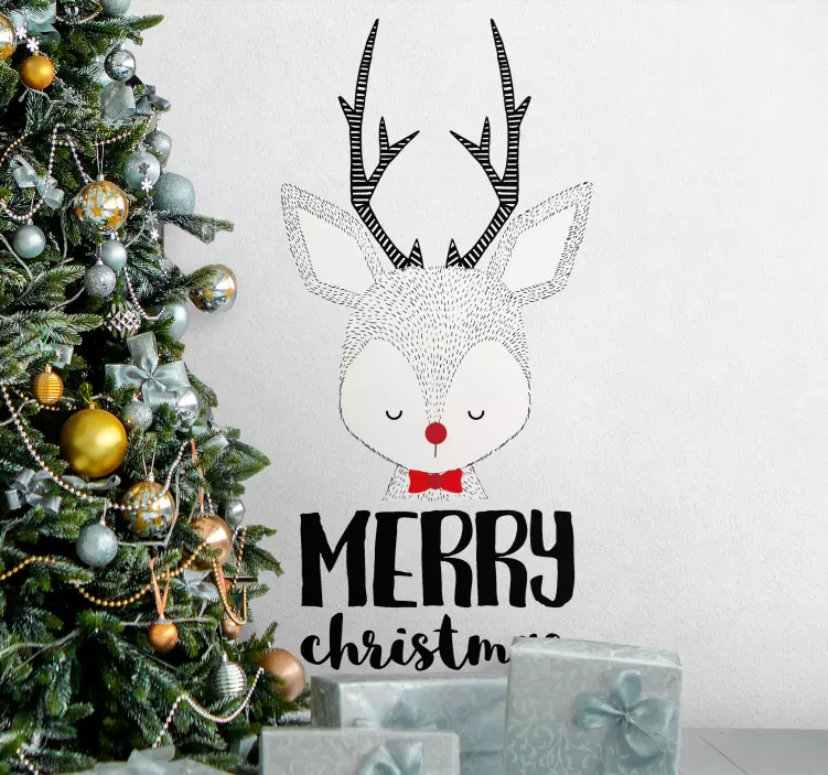Merry christsmas with reindeer friends sticker - TenStickers