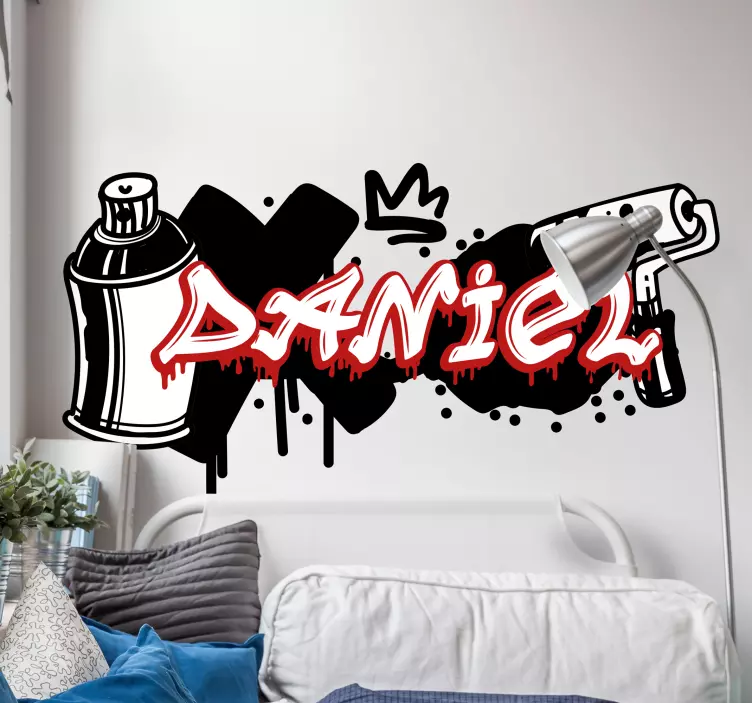 Custom names graffiti spray can urban wall sticker for kids - TenStickers