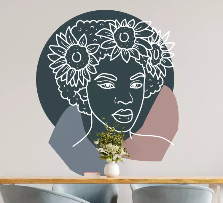 Minimalist sunflower with woman Sticker - TenStickers