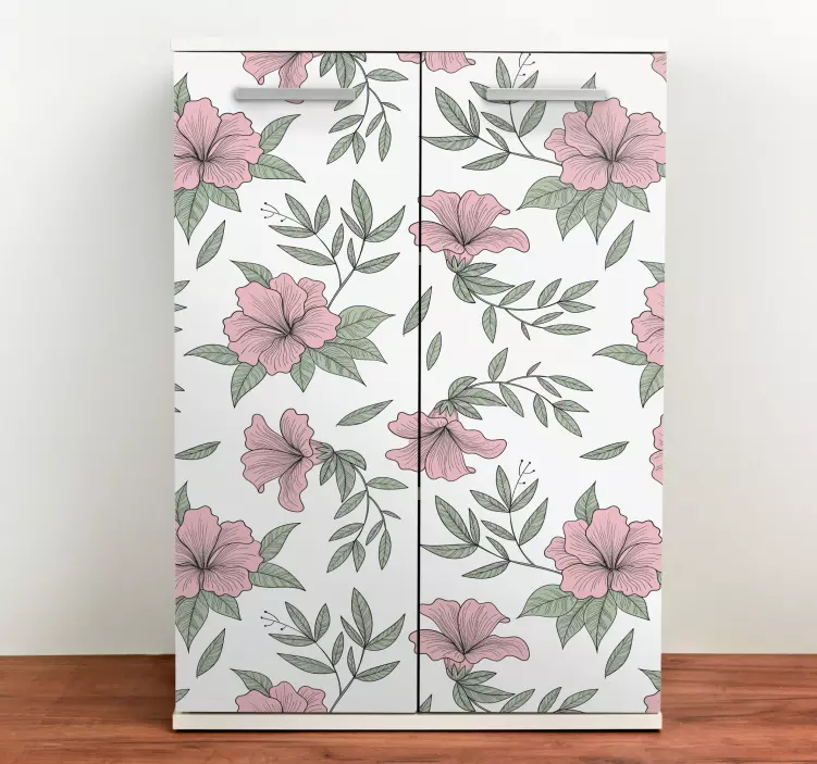 Botanical pink flowers furniture sticker - TenStickers