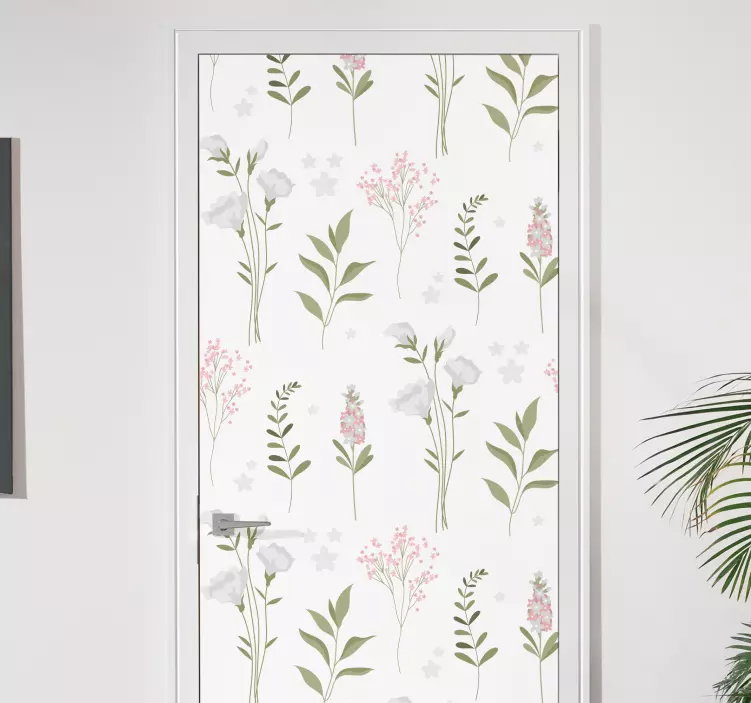 Minimalistic wildflower pattern door decal - TenStickers